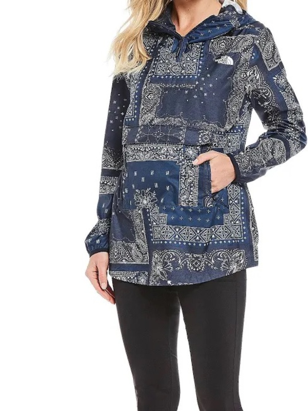 The North Face Packable Printed Fanorak Jacket-Navy Paisley Bandana size Medium